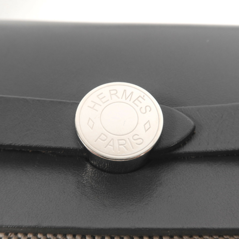 HERMES Toile H帆布Mini Herbag銀扣肩背袋Ardoise-7