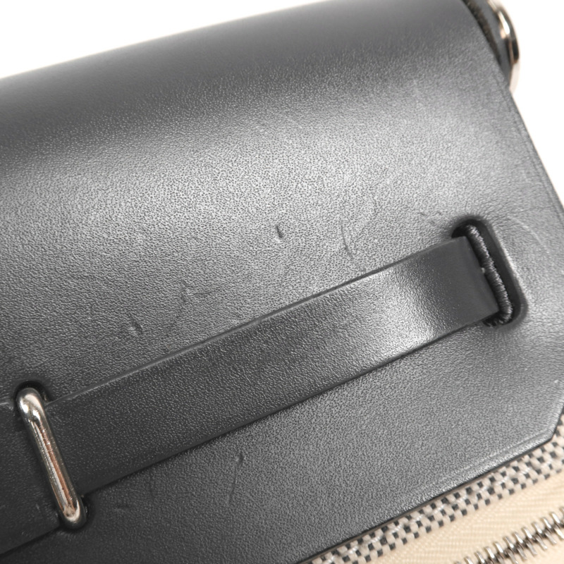 HERMES Toile H帆布Mini Herbag銀扣肩背袋Ardoise-15