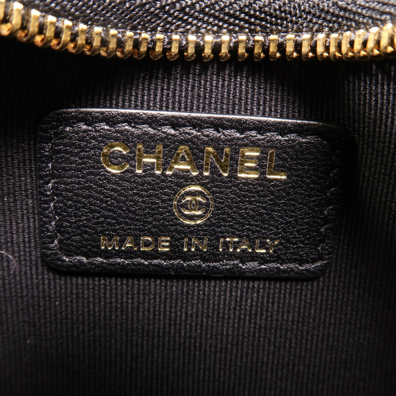 CHANEL 羊皮皮革Mini Chain Bag金扣鏈帶肩背袋-5