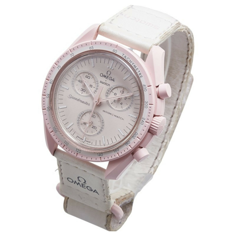 歐米茄 x Swatch MoonSwatch MISSION TO VENUS 手錶 SO33P100 石英 白色錶盤 陶瓷 尼龍 女士腕錶-1