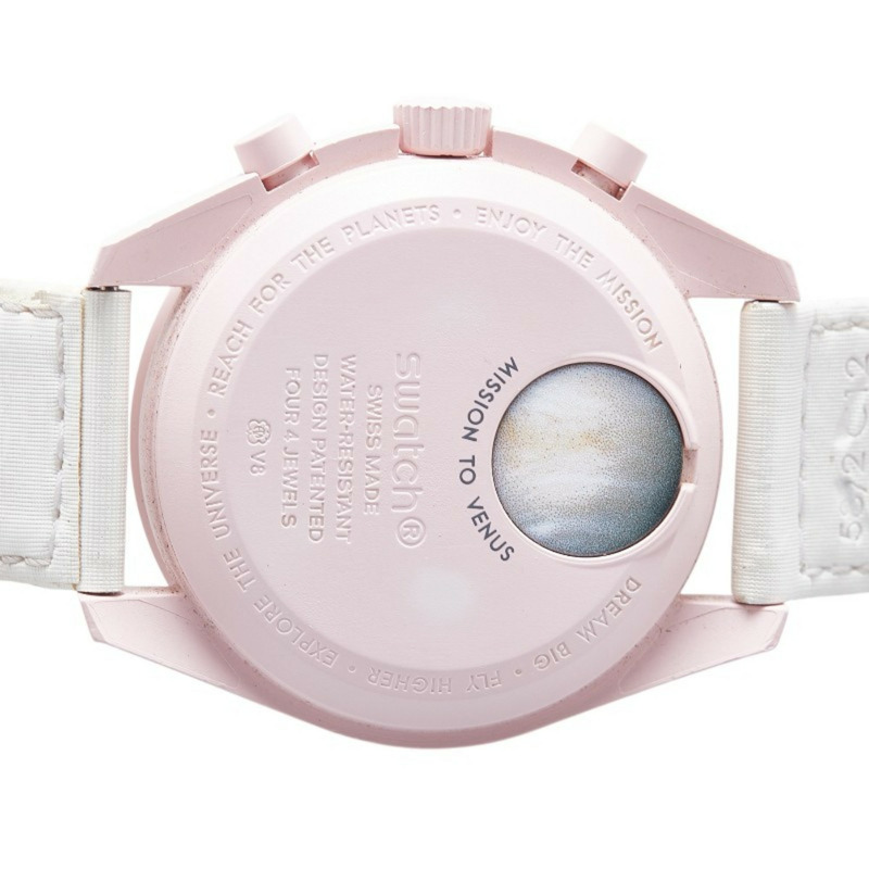 歐米茄 x Swatch MoonSwatch MISSION TO VENUS 手錶 SO33P100 石英 白色錶盤 陶瓷 尼龍 女士腕錶-3