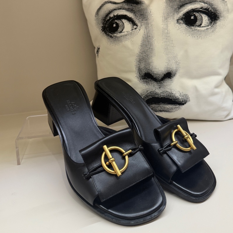 Hermes 黑色GLENAN鞋扣涼拖 🩶38.5/防塵袋🩶-0