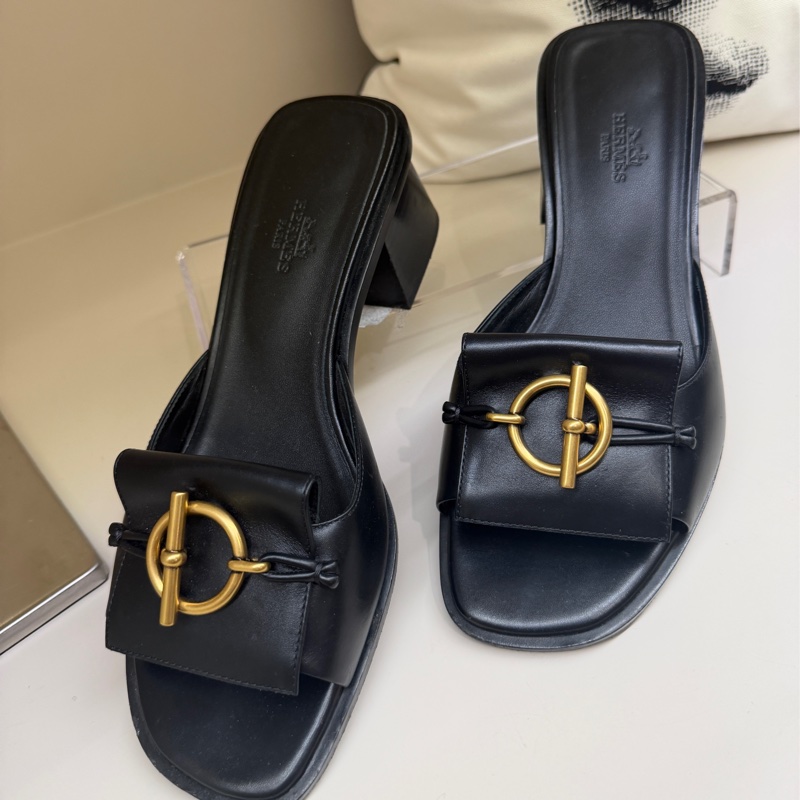 Hermes 黑色GLENAN鞋扣涼拖 🩶38.5/防塵袋🩶-2