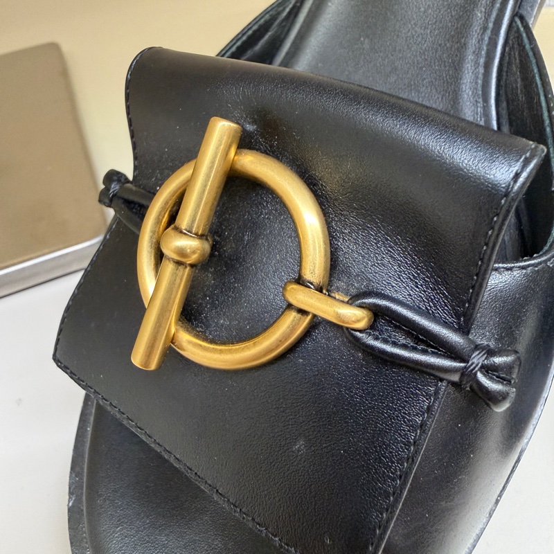 Hermes 黑色GLENAN鞋扣涼拖 🩶38.5/防塵袋🩶-4