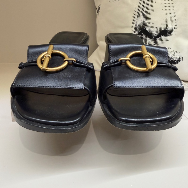 Hermes 黑色GLENAN鞋扣涼拖 🩶38.5/防塵袋🩶-10