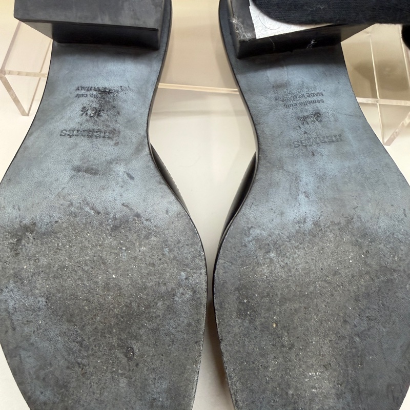 Hermes 黑色GLENAN鞋扣涼拖 🩶38.5/防塵袋🩶-11