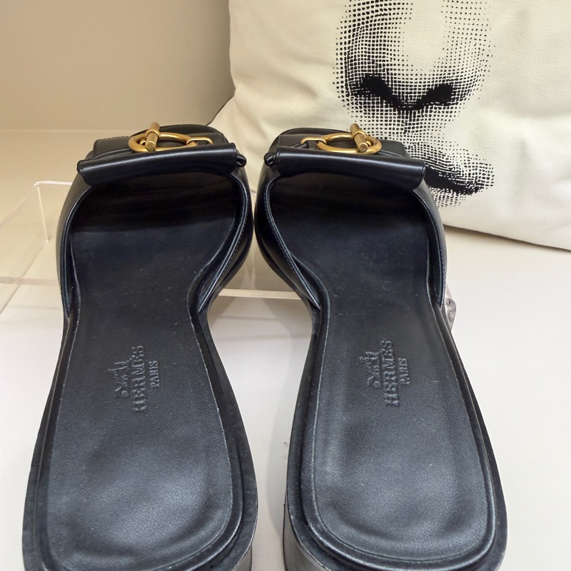 Hermes 黑色GLENAN鞋扣涼拖 🩶38.5/防塵袋🩶-16