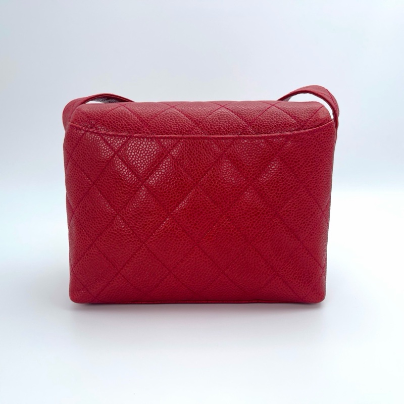 「JL精品代購」紅色荔枝牛皮超級可愛的小鳥扣小盒子斜挎包-2