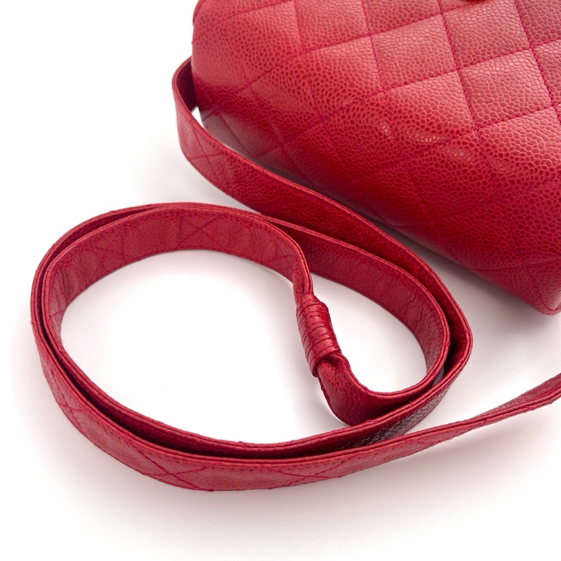 「JL精品代購」紅色荔枝牛皮超級可愛的小鳥扣小盒子斜挎包-15