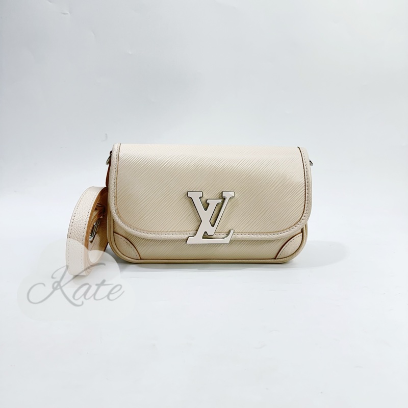 LV 石英白EPI銀釦Buci下蓋肩斜包 M59457-2