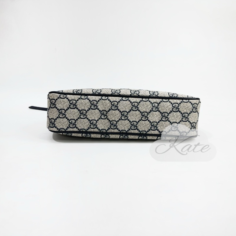 Gucci 深藍Pvc拚深藍牛皮Ophidia金釦手提肩背包-4