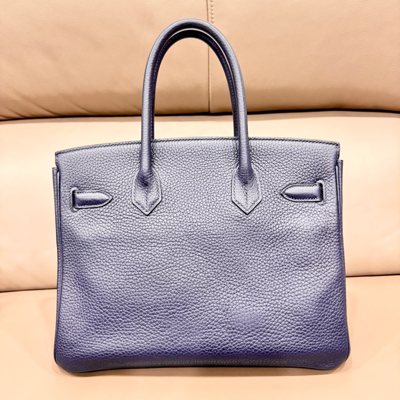 hermes愛馬仕 birkin30 鉑金包30 銀扣 深藍色 雙色 刻印A-6