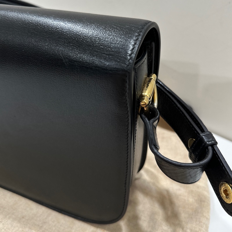 GUCCI Horsebit 1955金扣牛皮黑色肩背包-16