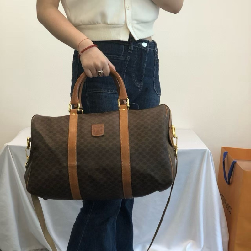 「JL精品代購」celine棕色老花波士頓旅行袋-2