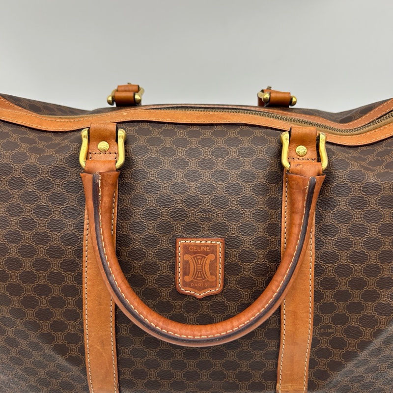 「JL精品代購」celine棕色老花波士頓旅行袋-12