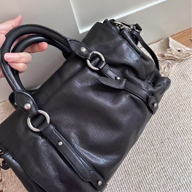 Miumiu黑銀飄帶機車包中號ᙏ̤̫ᙏ̤̫-6