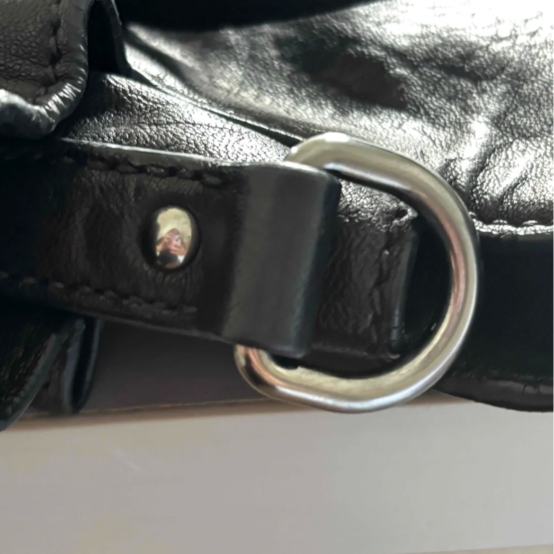 Miumiu黑銀飄帶機車包中號ᙏ̤̫ᙏ̤̫-15