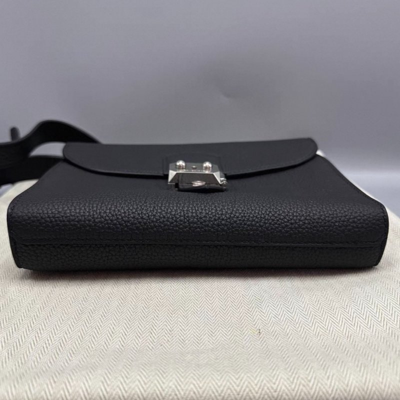 HERMES sac a depeches21黑銀肩背斜背包21*17*4 全新閒置配件塵袋鑰匙-3