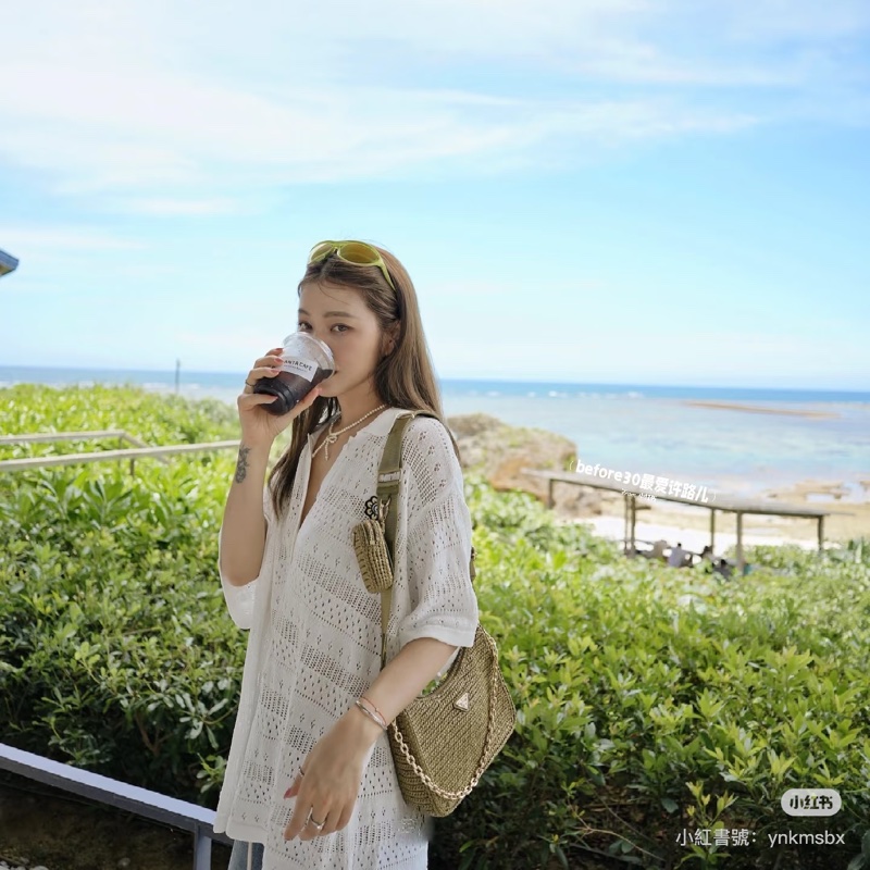 ෆ Prada 三合一草編hobo🔥明星愛用款-0