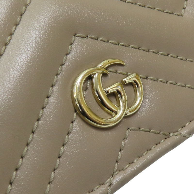 棕色 牛皮 GG Marmont 兩折短夾 466492【GUCCI 古馳】 466492-9