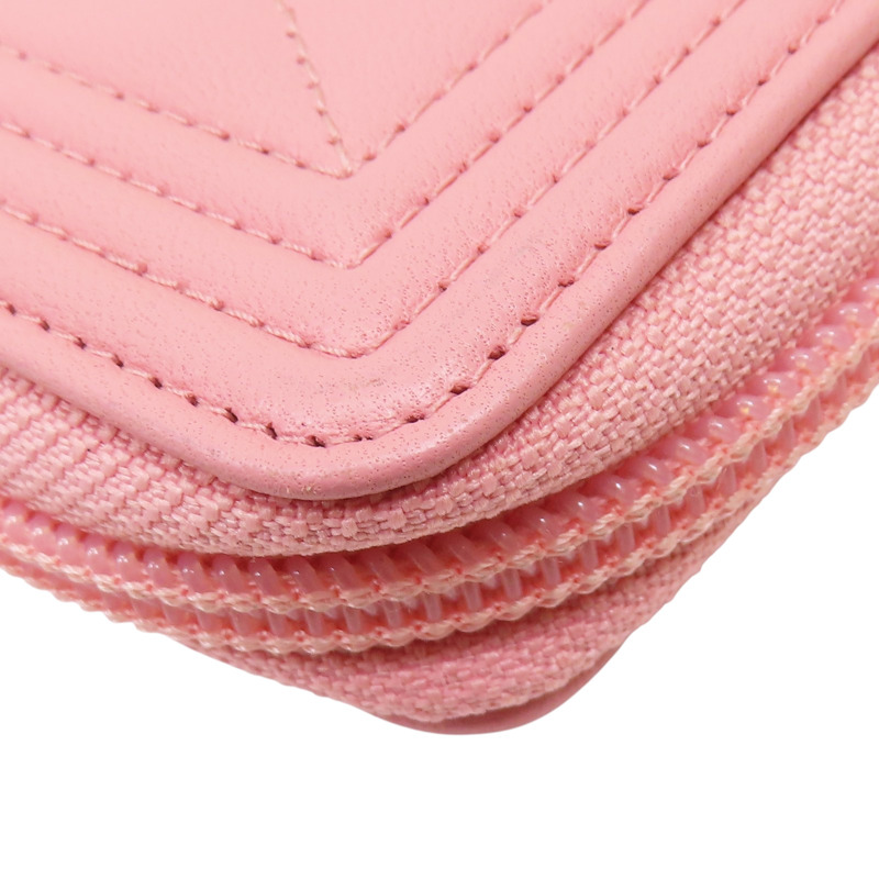 粉色 羊皮 BOY 零錢包 金扣【CHANEL 香奈兒】 A80602-10