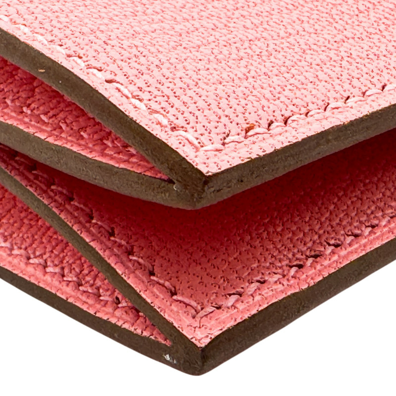 粉色 Chevre皮革 Bearn Mini 短夾 Y刻 銀扣【HERMES 愛馬仕】-12