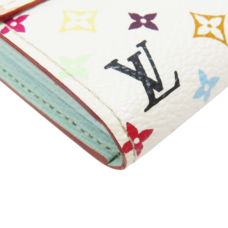 白彩原花 帆布 Sarah 釦式長夾【LOUIS VUITTON LV 路易威登】 M93744-8