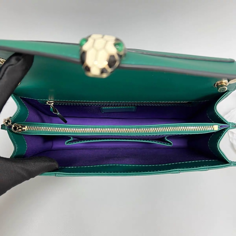 寶格麗BVLGARI 祖母綠蛇頭單肩腋下包 中號-3