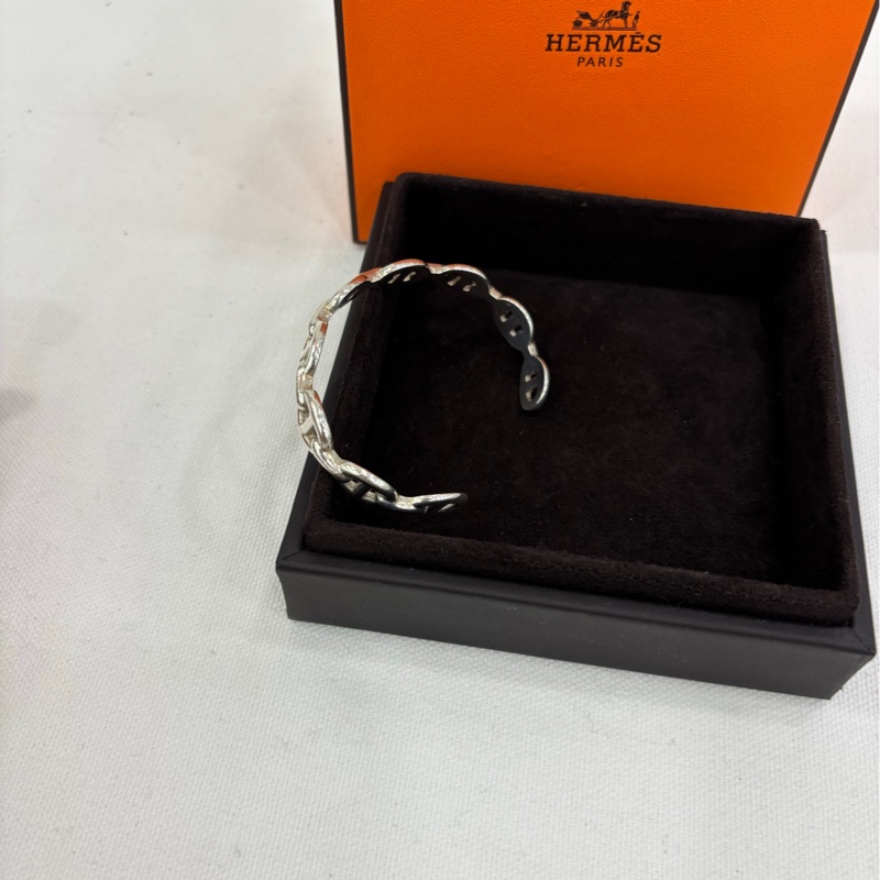 Hermes 愛馬仕 銀飾 豬鼻子開口手環 925純銀 SH-1
