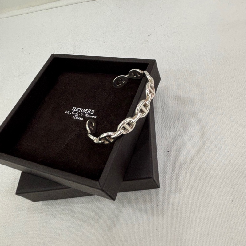 Hermes 愛馬仕 銀飾 豬鼻子開口手環 925純銀 SH-6