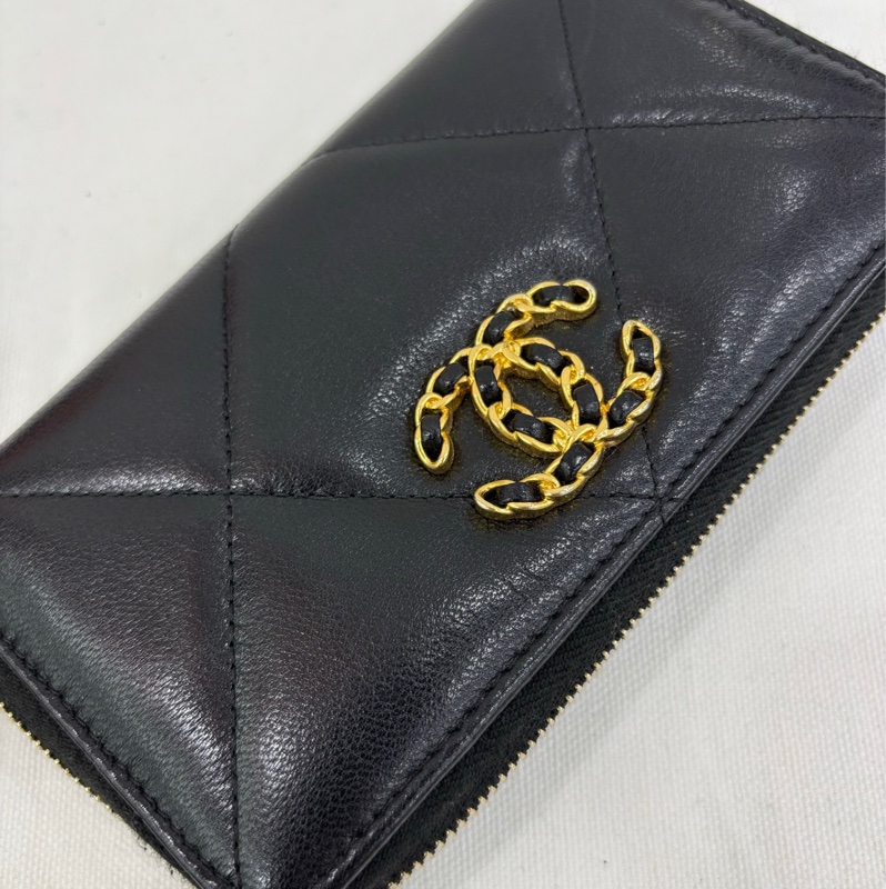 CHANEL/香奈兒黑金19bag拉鍊短款皮夾 29開 有購證-5