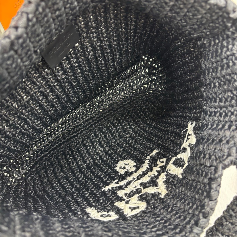 Prada 普拉達 黑色 拉菲草鏤空編織購物袋 閒置 沙灘包 手提包菜籃 三角標 ins博主人手一隻的爆款 耐看且實用-7