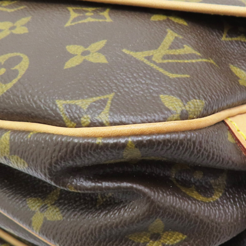 棕色 原花 PVC塗層帆布 SAUMUR MM 雙面馬鞍包 肩背包 M42256-12