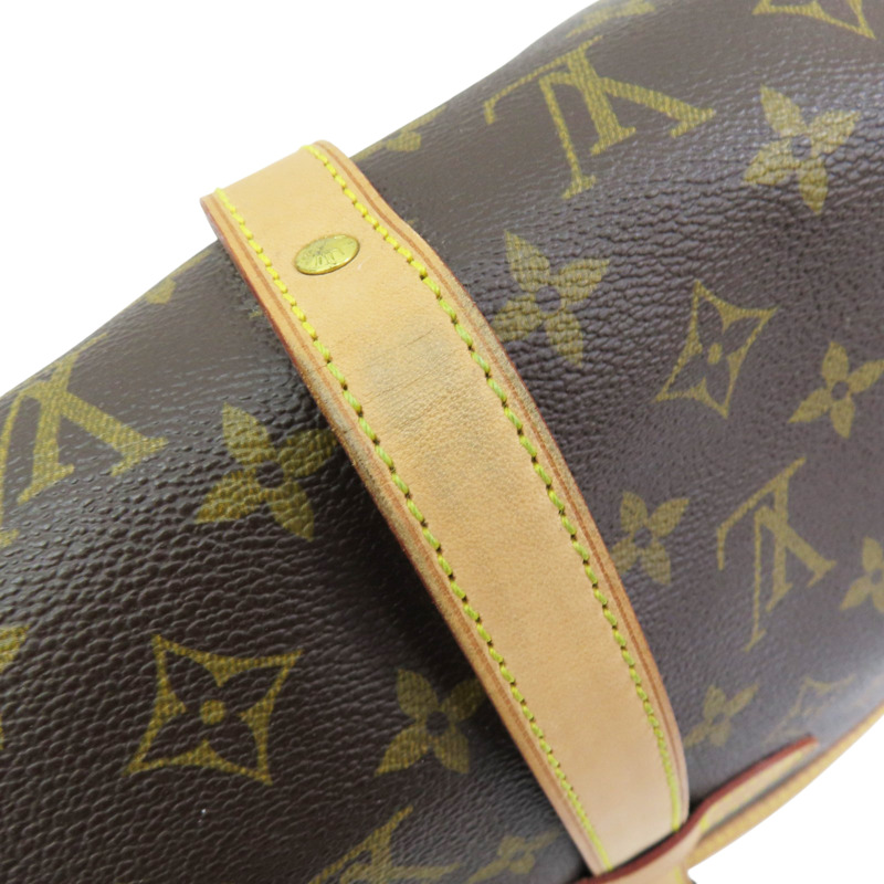 棕色 原花 PVC塗層帆布 SAUMUR MM 雙面馬鞍包 肩背包 M42256-14