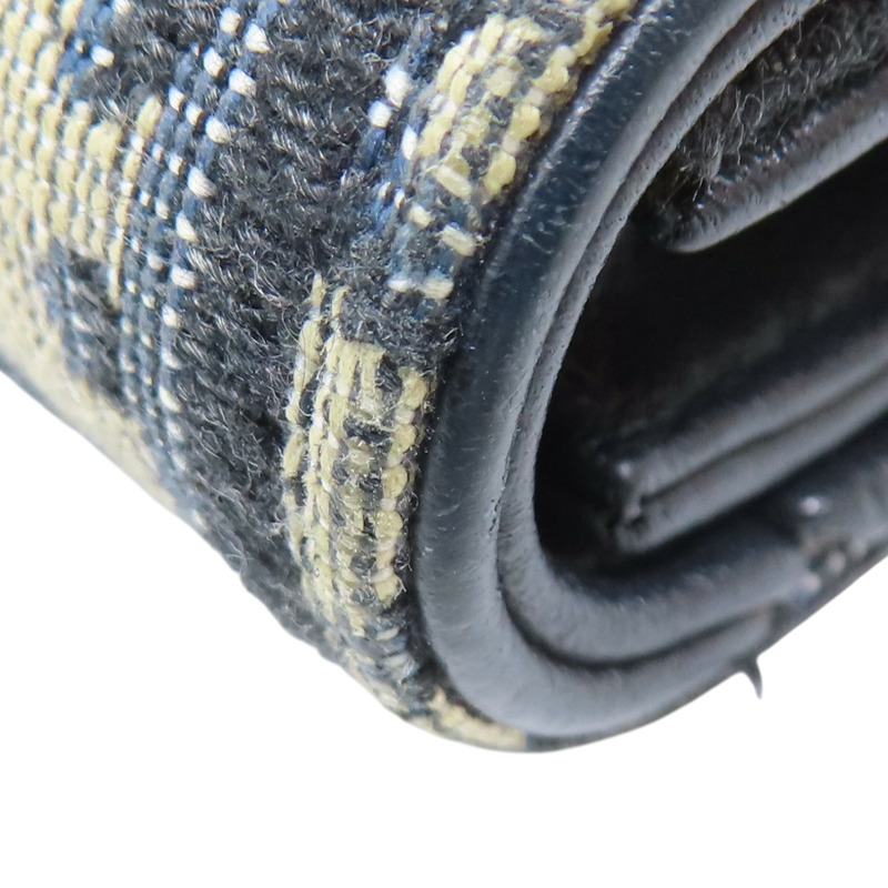 藍色 緹花帆布 Saddle 扣式 三折短夾【Dior 迪奧】-12