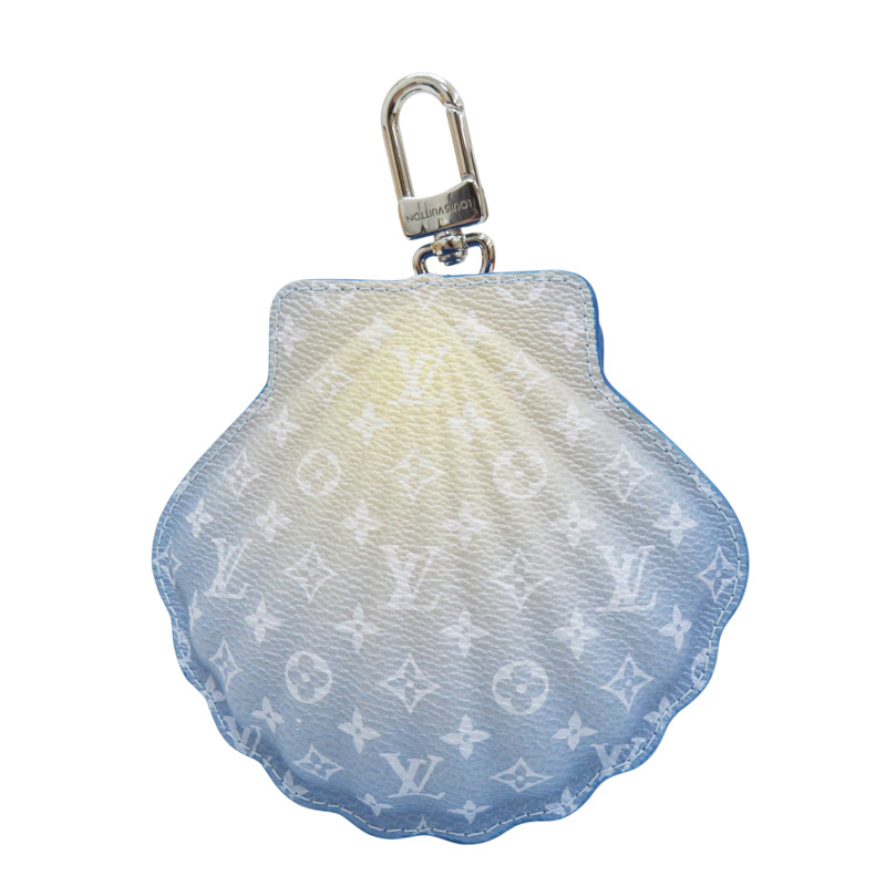 藍白色 牛皮 珍珠貝殼 Shell 吊飾 零錢包【LOUIS VUITTON LV 路易威登】 M02620-0