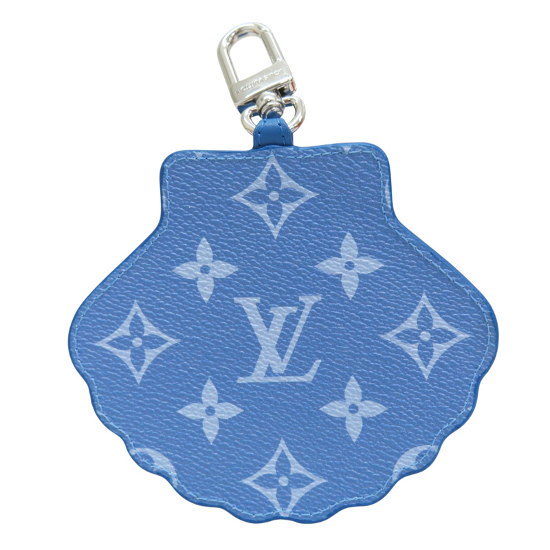 藍白色 牛皮 珍珠貝殼 Shell 吊飾 零錢包【LOUIS VUITTON LV 路易威登】 M02620-1