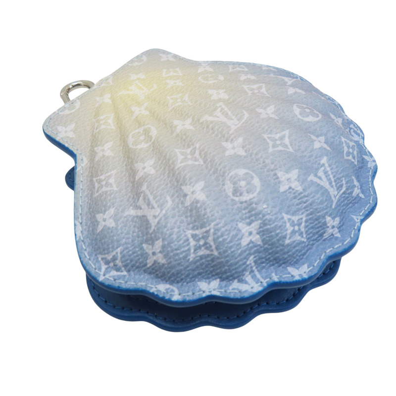 藍白色 牛皮 珍珠貝殼 Shell 吊飾 零錢包【LOUIS VUITTON LV 路易威登】 M02620-2