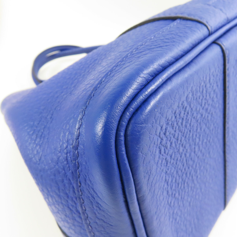 HERMES Negonda皮革Garden Party TPM銀扣手挽袋Bleu Electrique-9