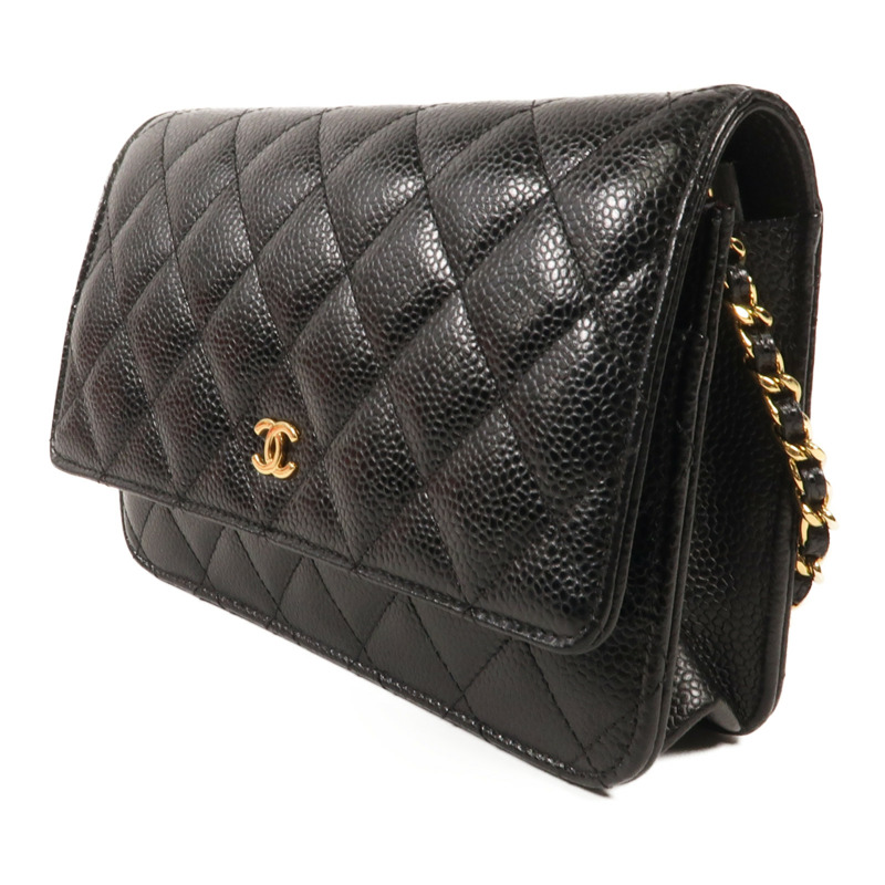 CHANEL 牛皮皮革WOC Wallet On Chain金扣鏈帶肩背袋-2