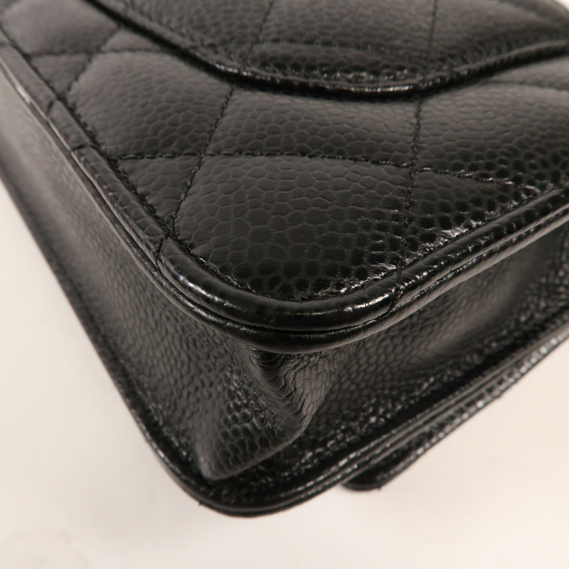 CHANEL 牛皮皮革WOC Wallet On Chain金扣鏈帶肩背袋-9