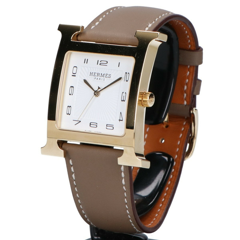 愛馬仕 HH1.801.131 H 手錶石英腕錶 Etoupe 金色男式-2