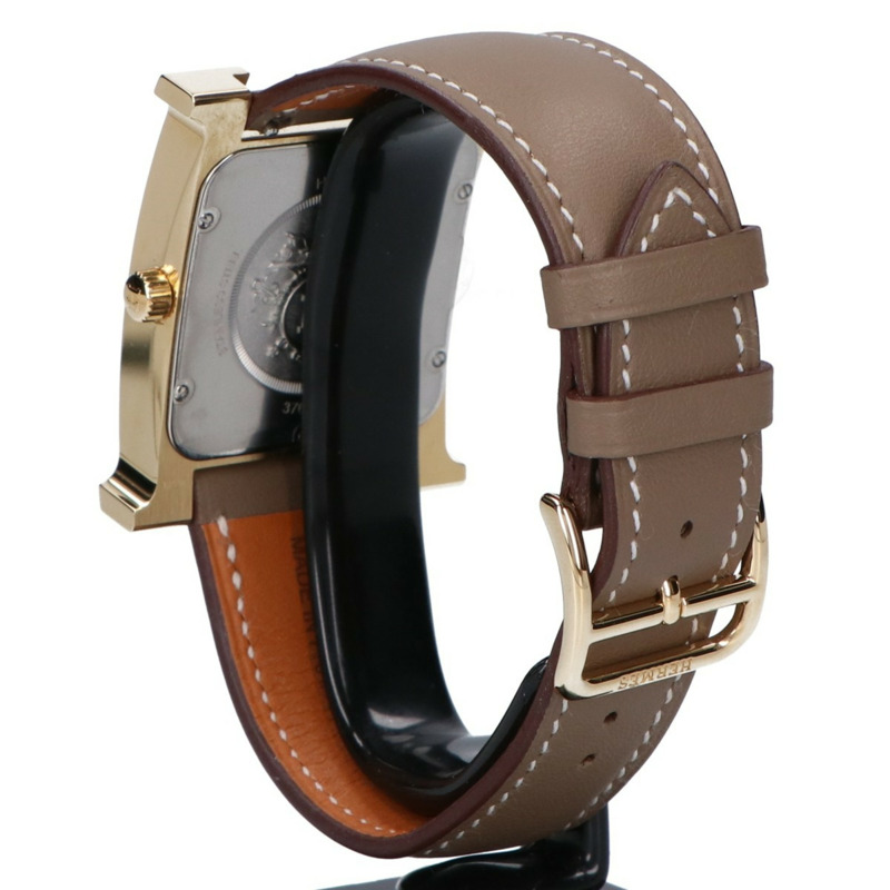 愛馬仕 HH1.801.131 H 手錶石英腕錶 Etoupe 金色男式-3