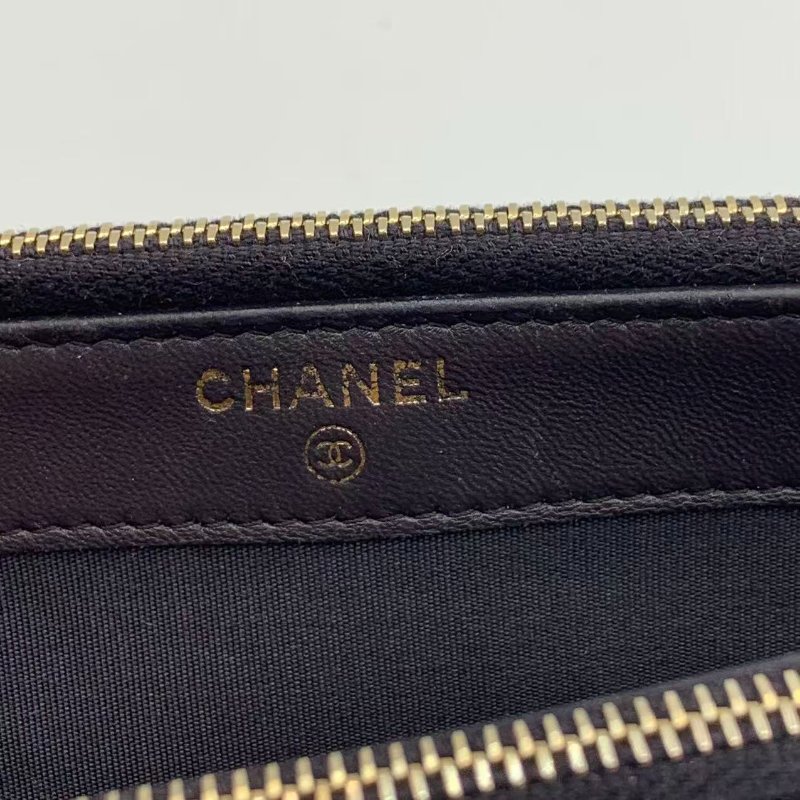 CHANEL Boy Double Zip Chain wallet on chain 特別灰紫色WOC-6