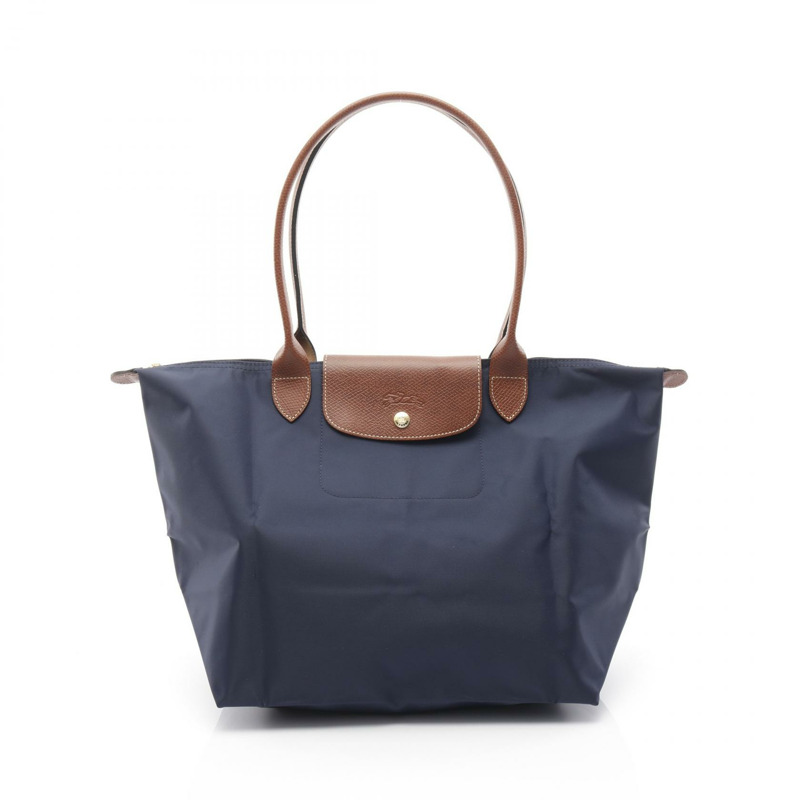 Longchamp Le Pliage Original L 托特包 L1899089P68 帆布皮革海軍藍棕色全新女款-0