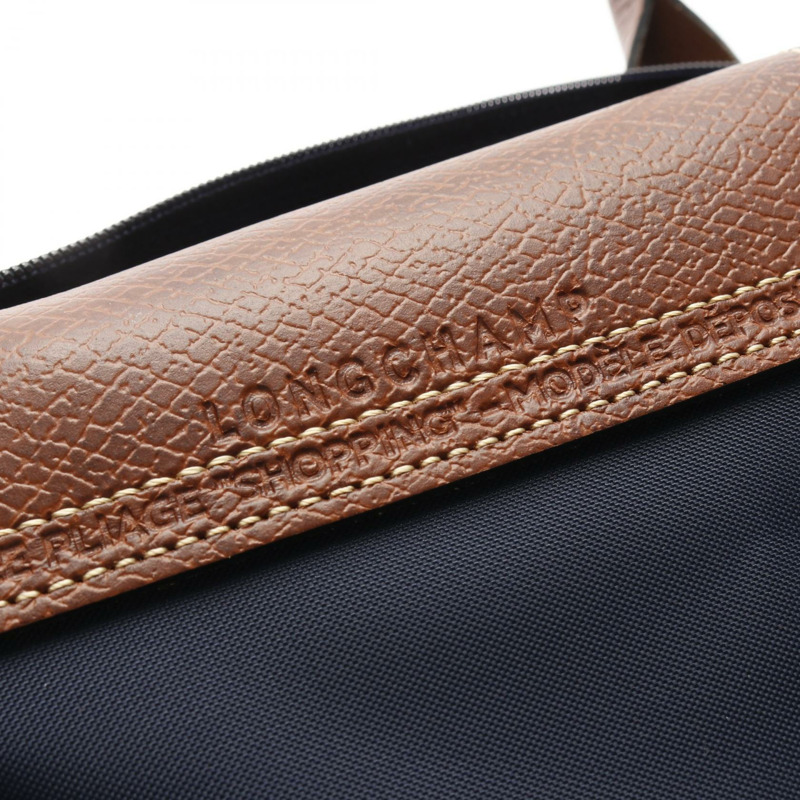 Longchamp Le Pliage Original L 托特包 L1899089P68 帆布皮革海軍藍棕色全新女款-3