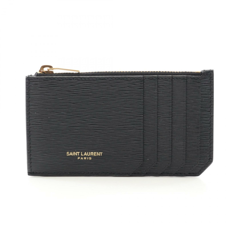 SAINT LAURENT PARIS Fragment Zip Pouch 零錢包 609362AACK61000 皮革 黑色 全新 中性款-0