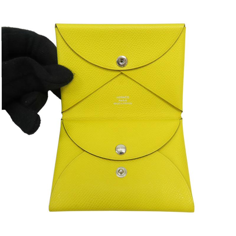 黃色 Epsom牛皮 Calvi Duo 零錢包 U刻【HERMES 愛馬仕】-4