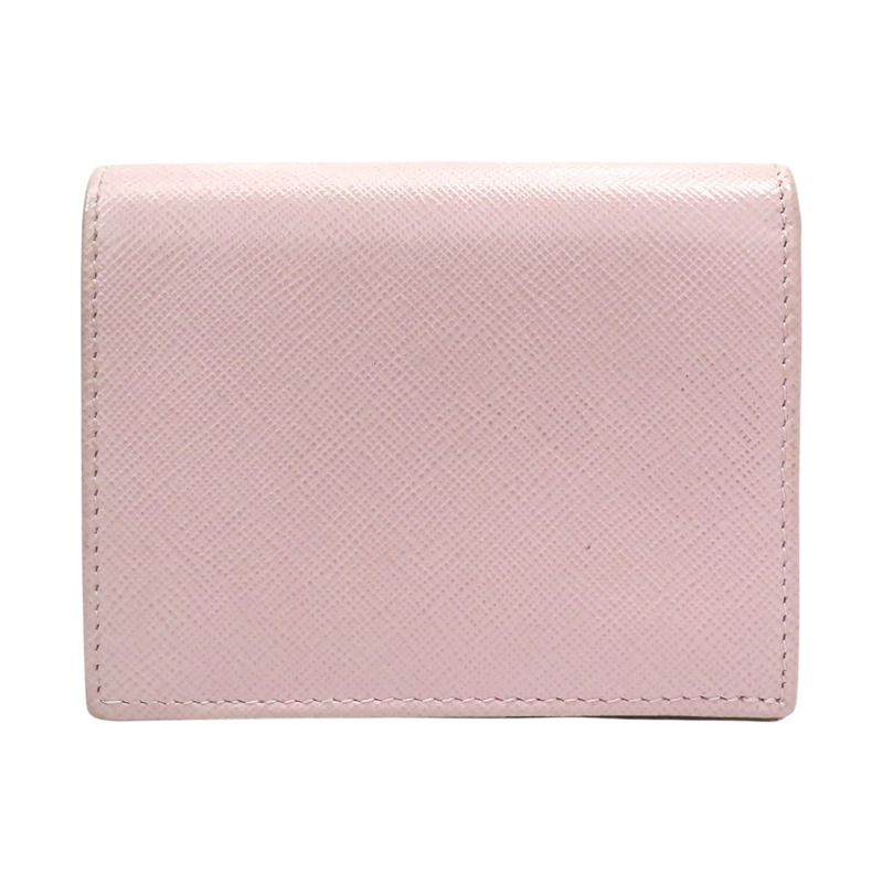 粉色 牛皮 金扣 二折短夾 【PRADA 普拉達】-1