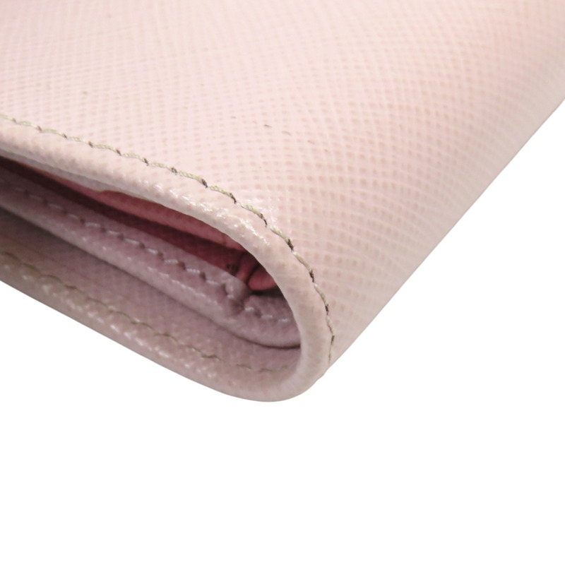 粉色 牛皮 金扣 二折短夾 【PRADA 普拉達】-13